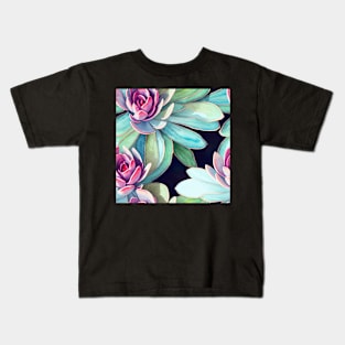 Watercolor succulent pattern Kids T-Shirt